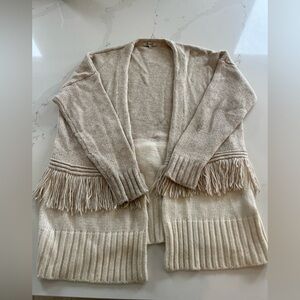 Madewell | Fringe Cardigan Sweater | White/Off-White/Light Grey
